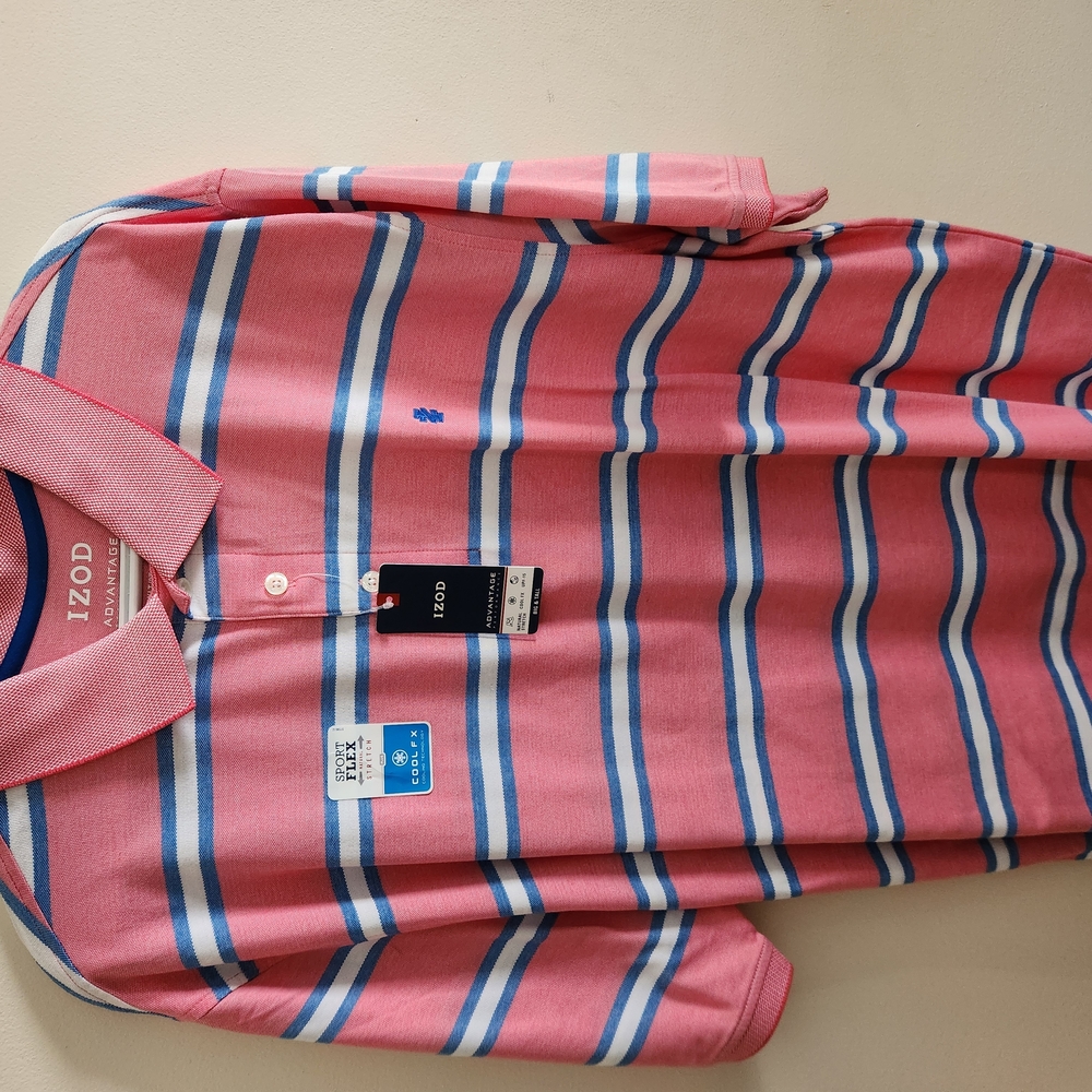 IZOD Pink Striped Men's Polo Shirt